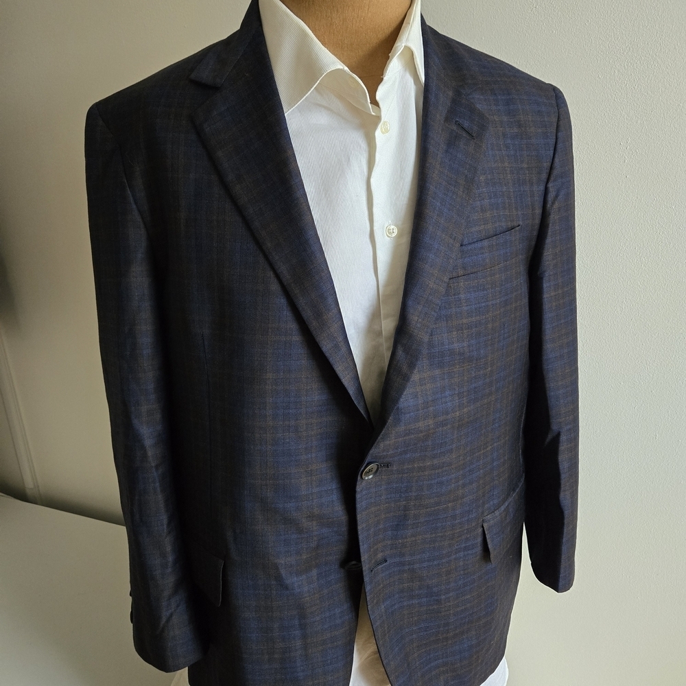 COPPLEY Blue and Brown Plaid Blazer